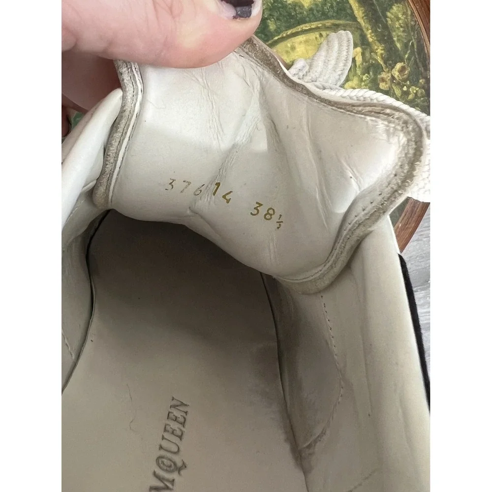 Alexander McQueen White Leather Black Suede Heel Sneakers EU 38.5 / 8.5